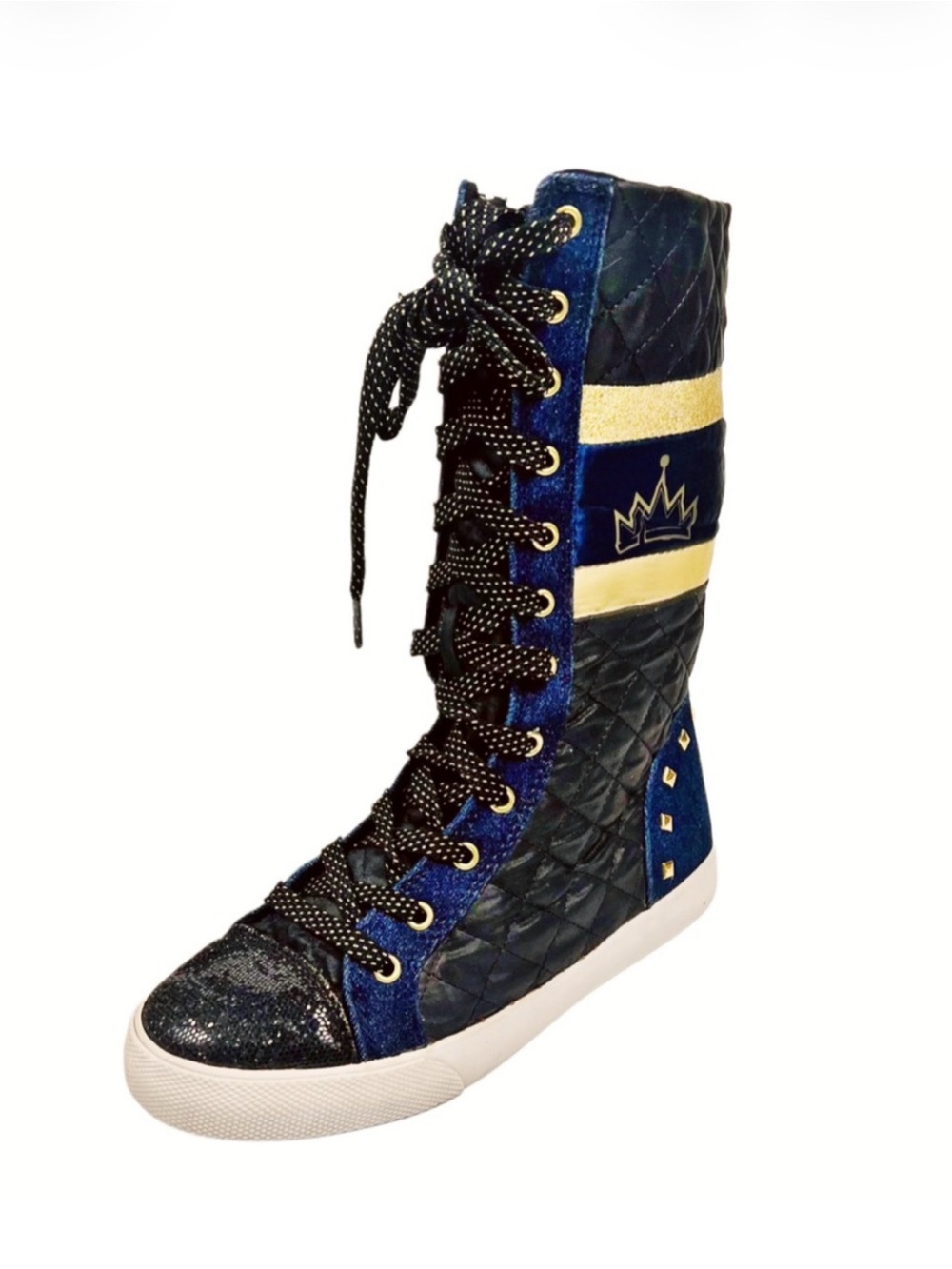Disney D Signed Navy and Gold Lace-Up Sneaker Boots Sz 2